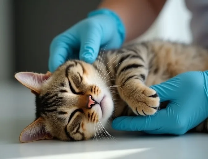 Specialist carefully handling a deceased cat with dignity in Long Forest