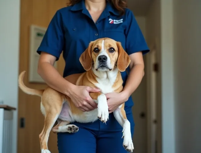 Technician respectfully transporting a deceased dog in Long Forest